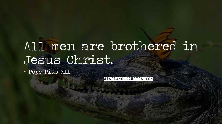 Pope Pius XII Quotes: All men are brothered in Jesus Christ.