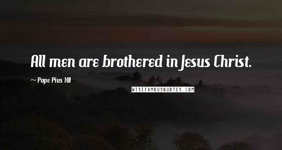 Pope Pius XII Quotes: All men are brothered in Jesus Christ.