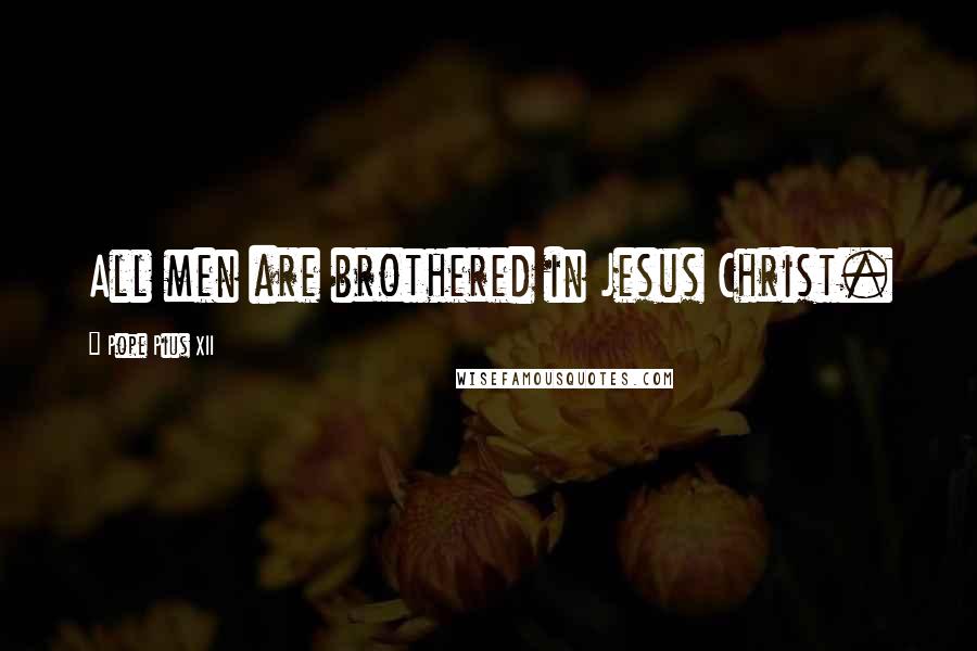 Pope Pius XII Quotes: All men are brothered in Jesus Christ.