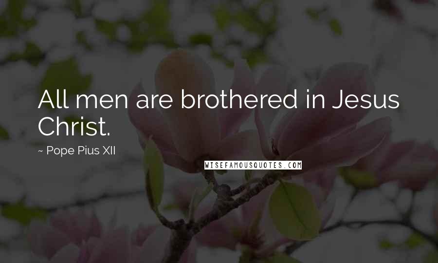 Pope Pius XII Quotes: All men are brothered in Jesus Christ.