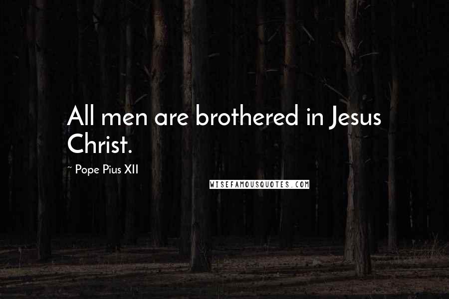 Pope Pius XII Quotes: All men are brothered in Jesus Christ.