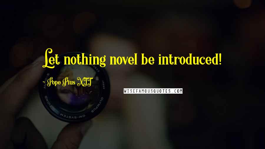 Pope Pius XII Quotes: Let nothing novel be introduced!