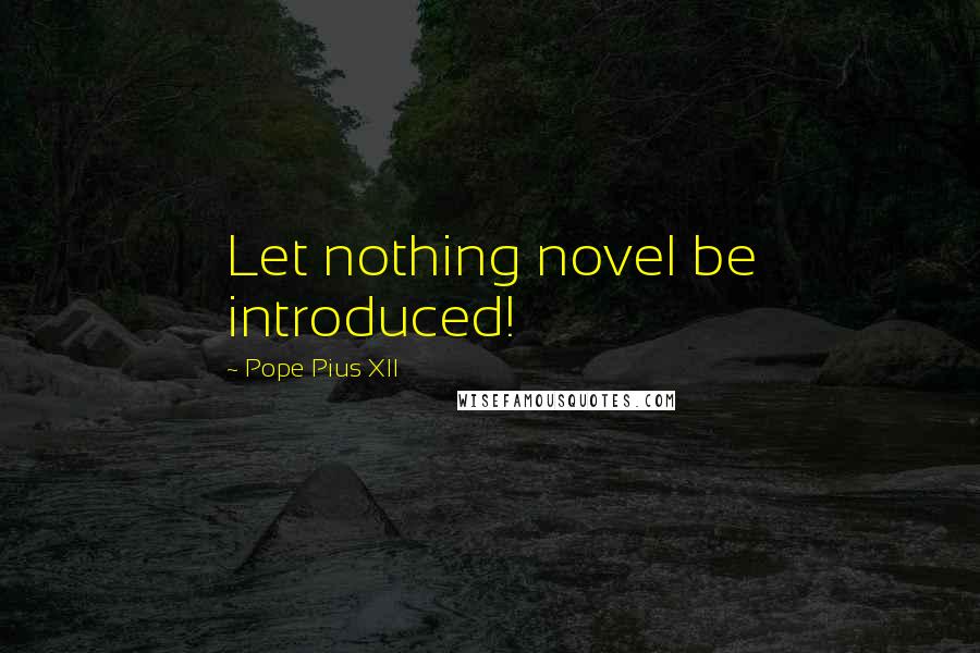 Pope Pius XII Quotes: Let nothing novel be introduced!