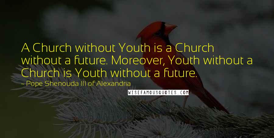 Pope Shenouda III Of Alexandria Quotes: A Church without Youth is a Church without a future. Moreover, Youth without a Church is Youth without a future.