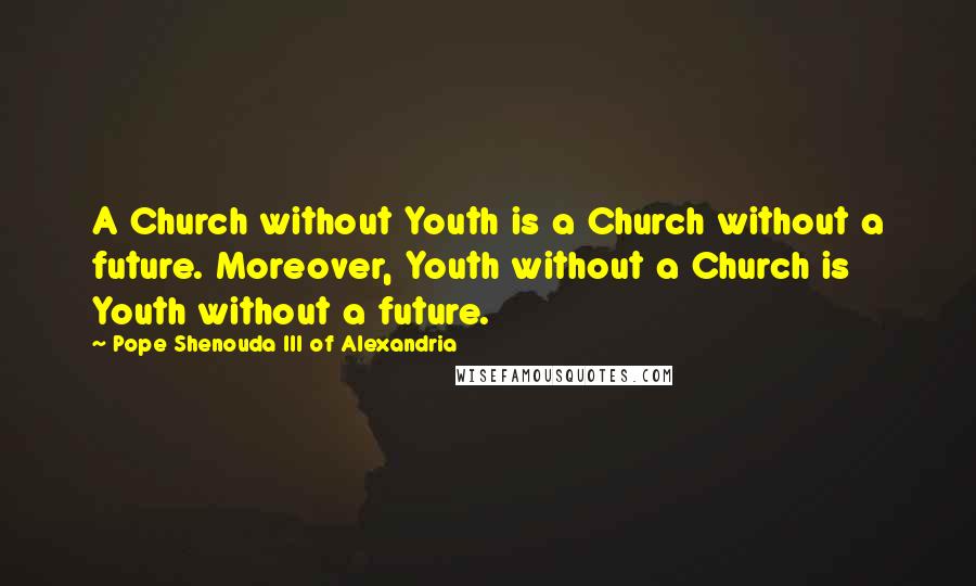 Pope Shenouda III Of Alexandria Quotes: A Church without Youth is a Church without a future. Moreover, Youth without a Church is Youth without a future.