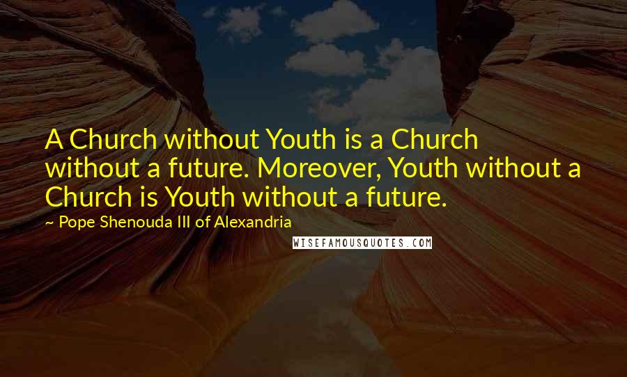 Pope Shenouda III Of Alexandria Quotes: A Church without Youth is a Church without a future. Moreover, Youth without a Church is Youth without a future.