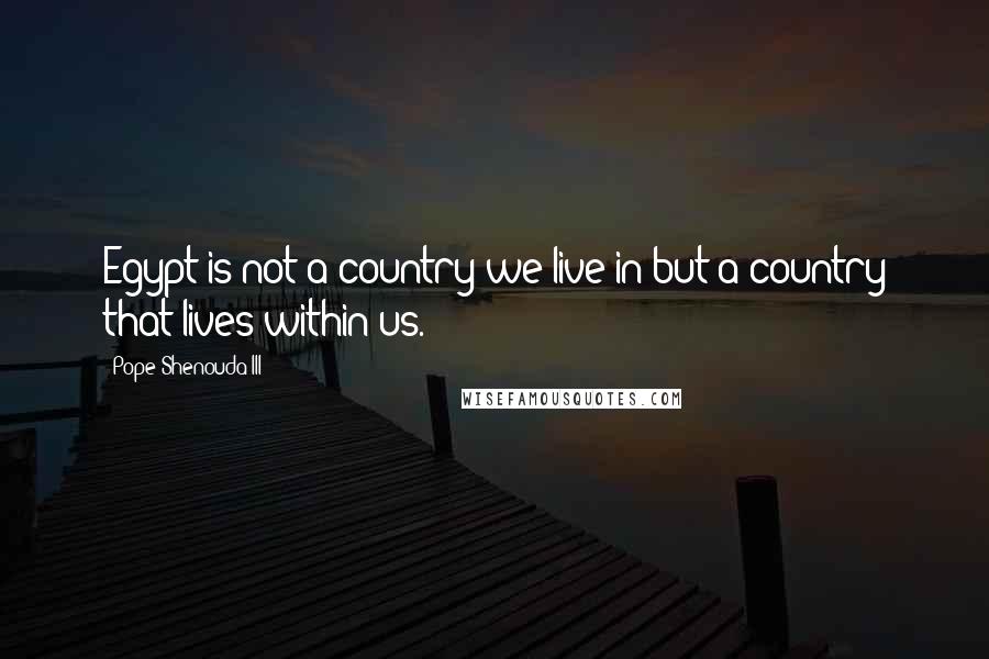 Pope Shenouda III Quotes: Egypt is not a country we live in but a country that lives within us.