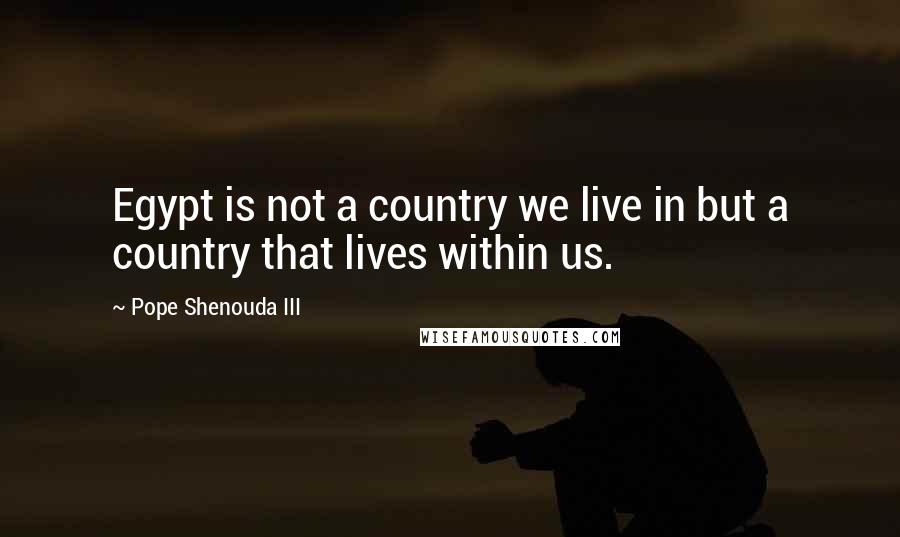 Pope Shenouda III Quotes: Egypt is not a country we live in but a country that lives within us.