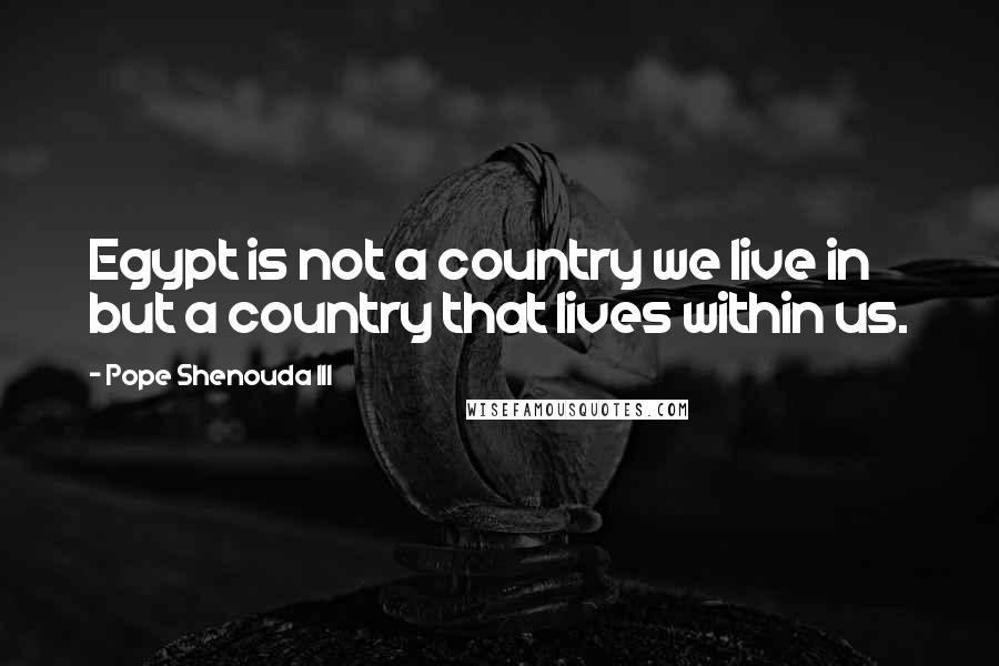 Pope Shenouda III Quotes: Egypt is not a country we live in but a country that lives within us.