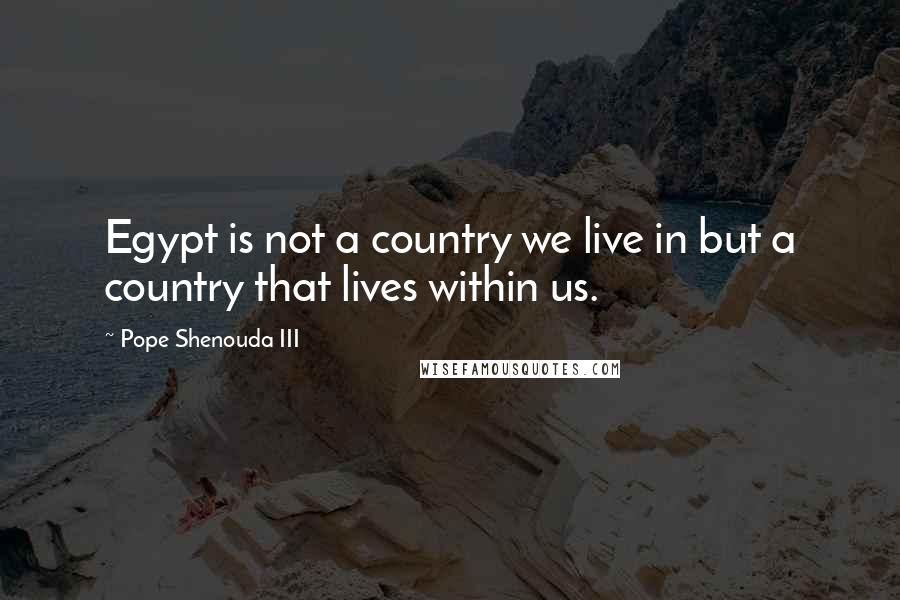 Pope Shenouda III Quotes: Egypt is not a country we live in but a country that lives within us.