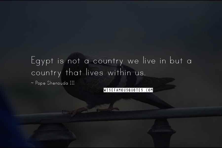 Pope Shenouda III Quotes: Egypt is not a country we live in but a country that lives within us.