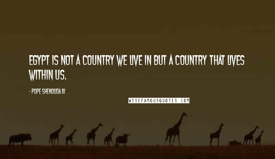 Pope Shenouda III Quotes: Egypt is not a country we live in but a country that lives within us.