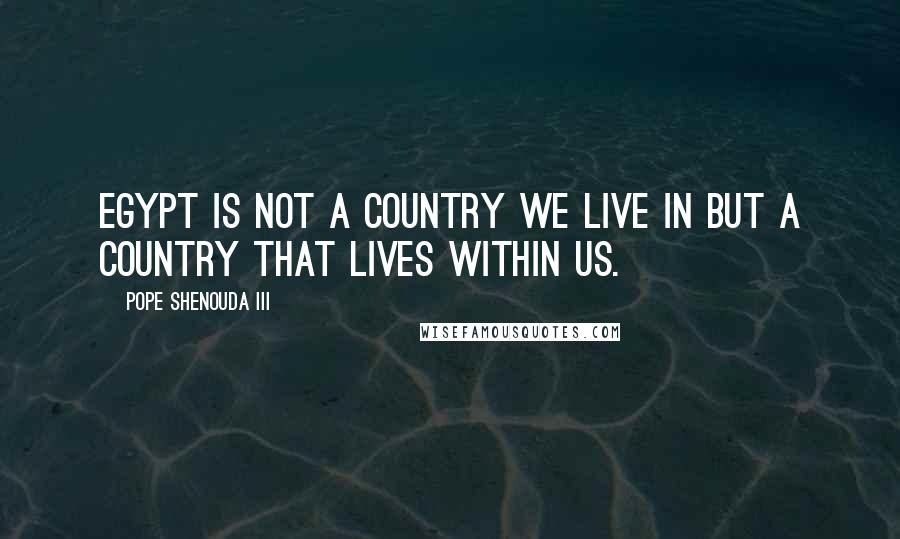 Pope Shenouda III Quotes: Egypt is not a country we live in but a country that lives within us.