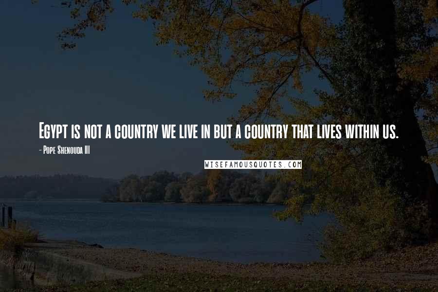 Pope Shenouda III Quotes: Egypt is not a country we live in but a country that lives within us.
