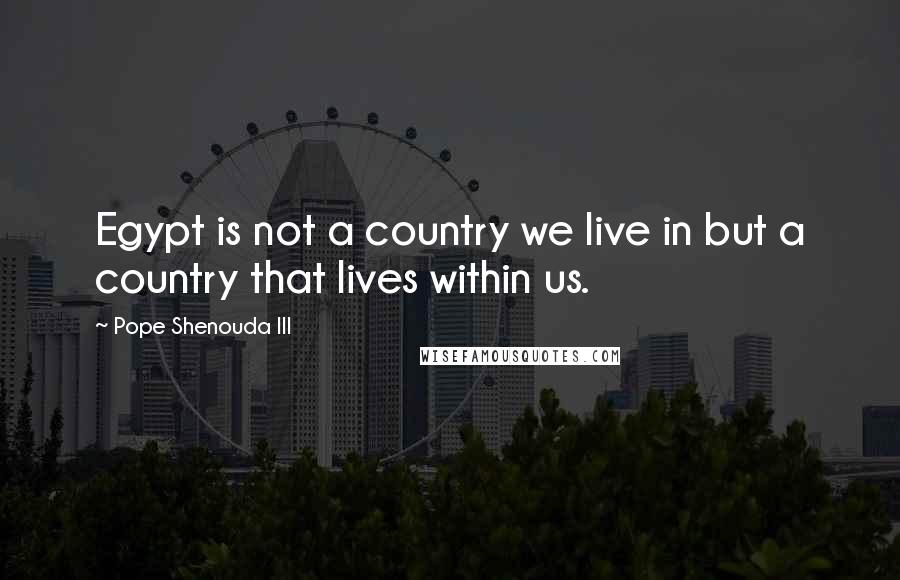 Pope Shenouda III Quotes: Egypt is not a country we live in but a country that lives within us.