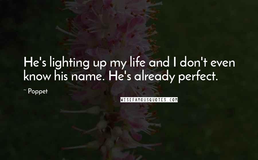 Poppet Quotes: He's lighting up my life and I don't even know his name. He's already perfect.