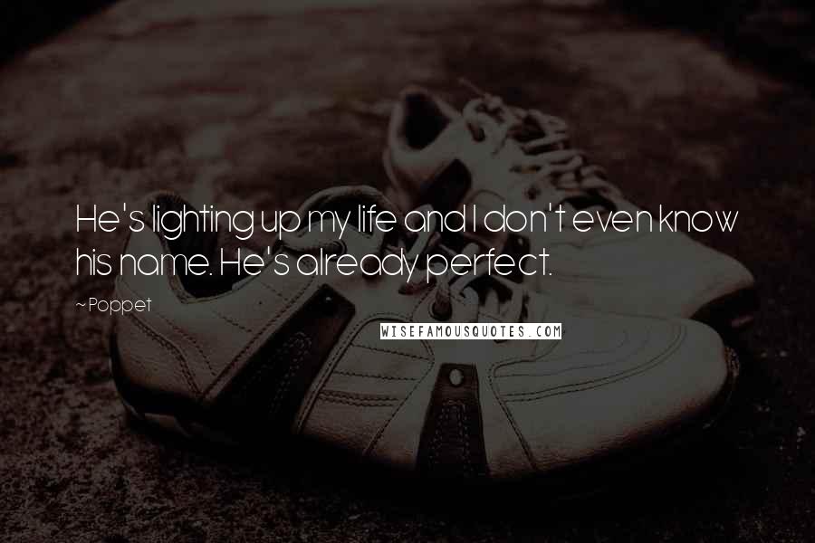 Poppet Quotes: He's lighting up my life and I don't even know his name. He's already perfect.