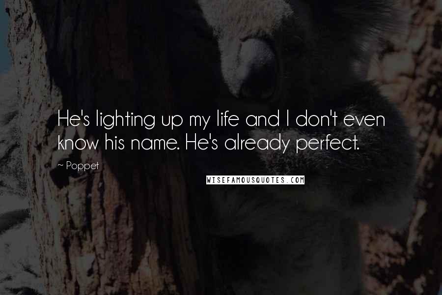 Poppet Quotes: He's lighting up my life and I don't even know his name. He's already perfect.