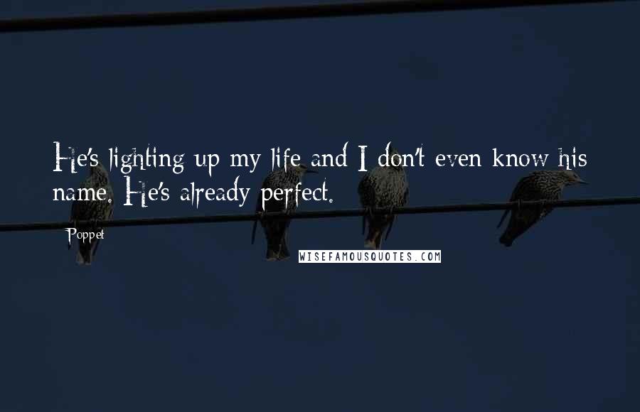 Poppet Quotes: He's lighting up my life and I don't even know his name. He's already perfect.