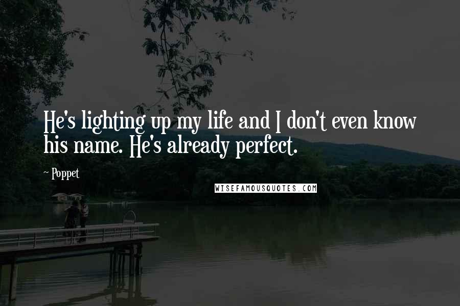 Poppet Quotes: He's lighting up my life and I don't even know his name. He's already perfect.