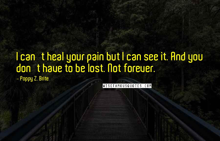 Poppy Z. Brite Quotes: I can't heal your pain but I can see it. And you don't have to be lost. Not forever.