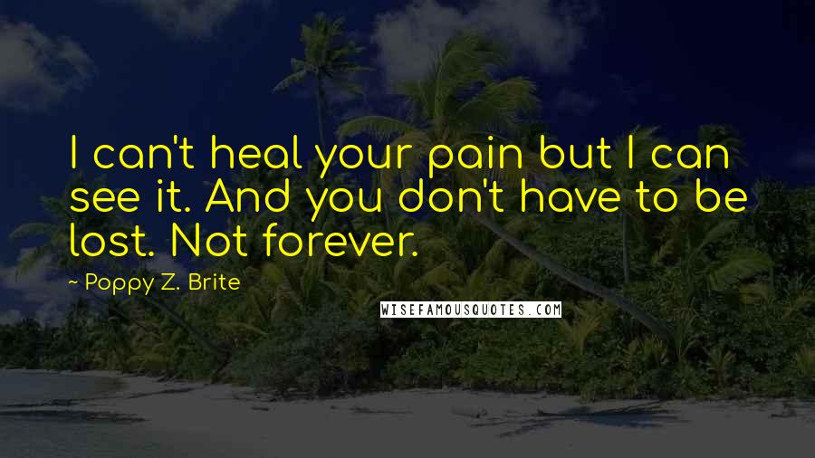 Poppy Z. Brite Quotes: I can't heal your pain but I can see it. And you don't have to be lost. Not forever.