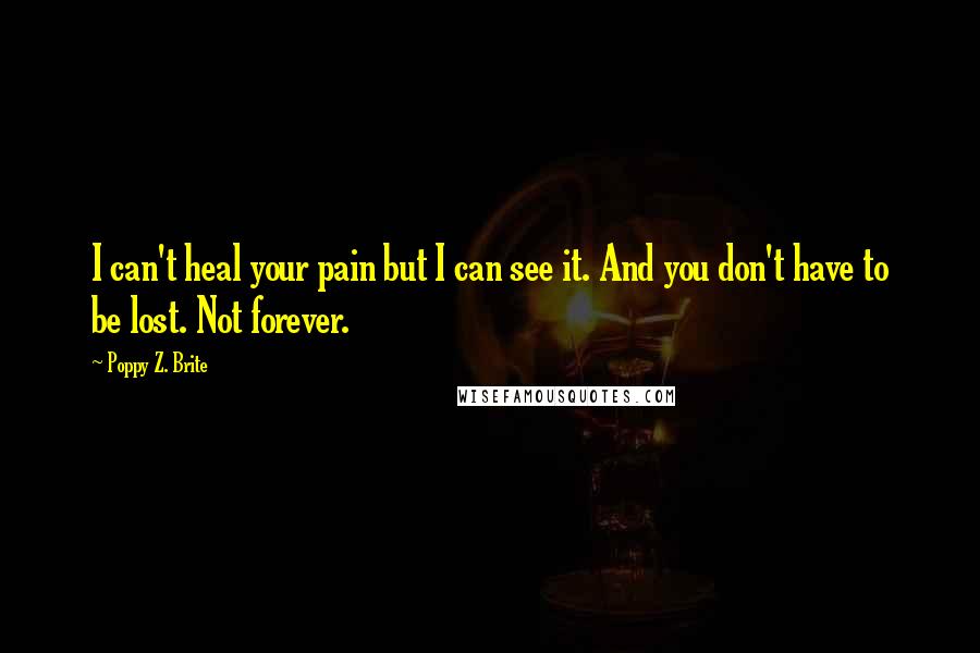 Poppy Z. Brite Quotes: I can't heal your pain but I can see it. And you don't have to be lost. Not forever.