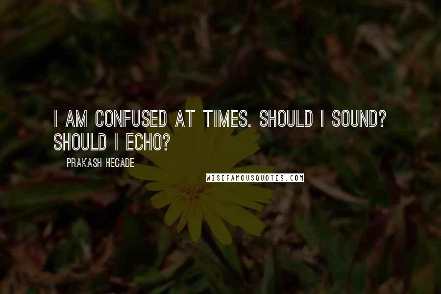 Prakash Hegade Quotes: I am confused at times. Should I sound? Should I echo?