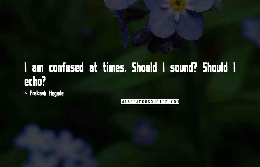 Prakash Hegade Quotes: I am confused at times. Should I sound? Should I echo?