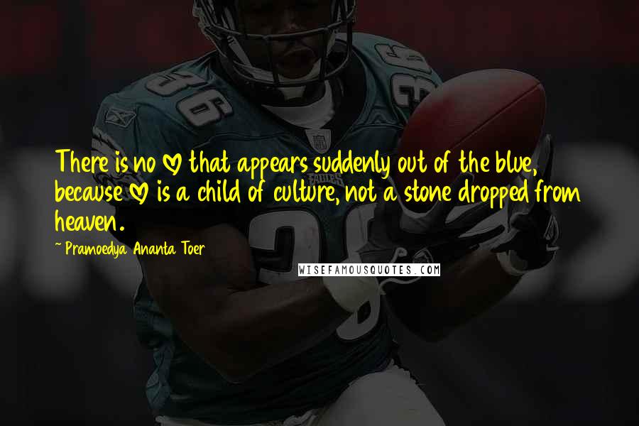 Pramoedya Ananta Toer Quotes: There is no love that appears suddenly out of the blue, because love is a child of culture, not a stone dropped from heaven.