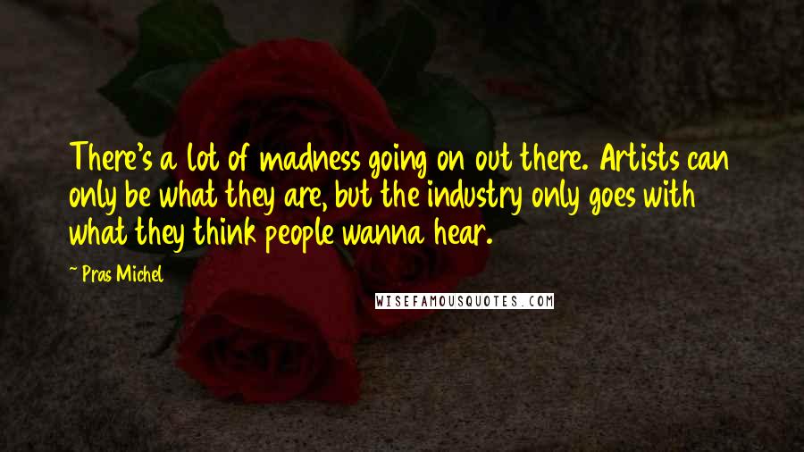 Pras Michel Quotes: There's a lot of madness going on out there. Artists can only be what they are, but the industry only goes with what they think people wanna hear.