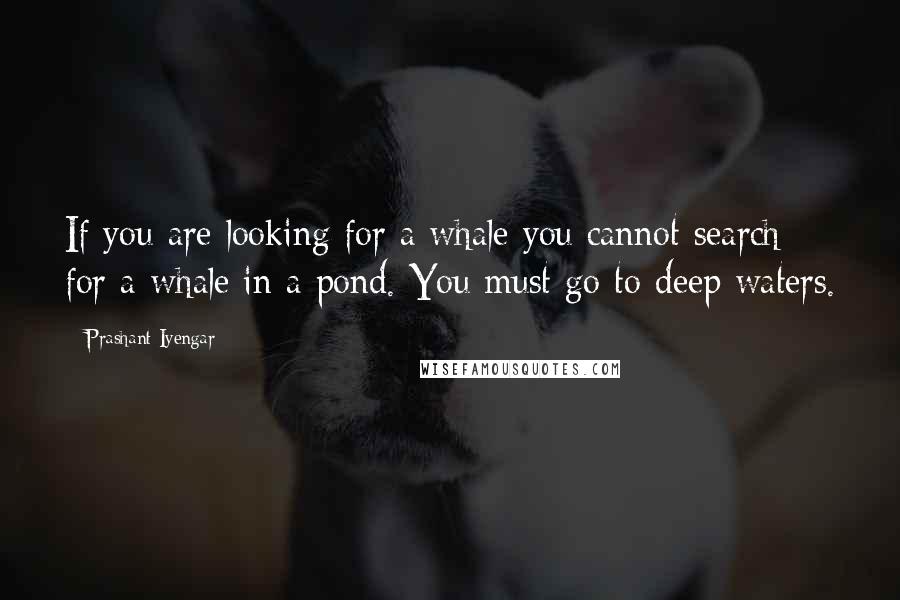 Prashant Iyengar Quotes: If you are looking for a whale you cannot search for a whale in a pond. You must go to deep waters.