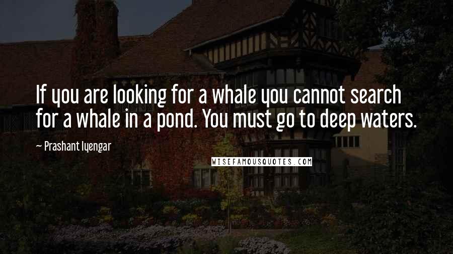 Prashant Iyengar Quotes: If you are looking for a whale you cannot search for a whale in a pond. You must go to deep waters.
