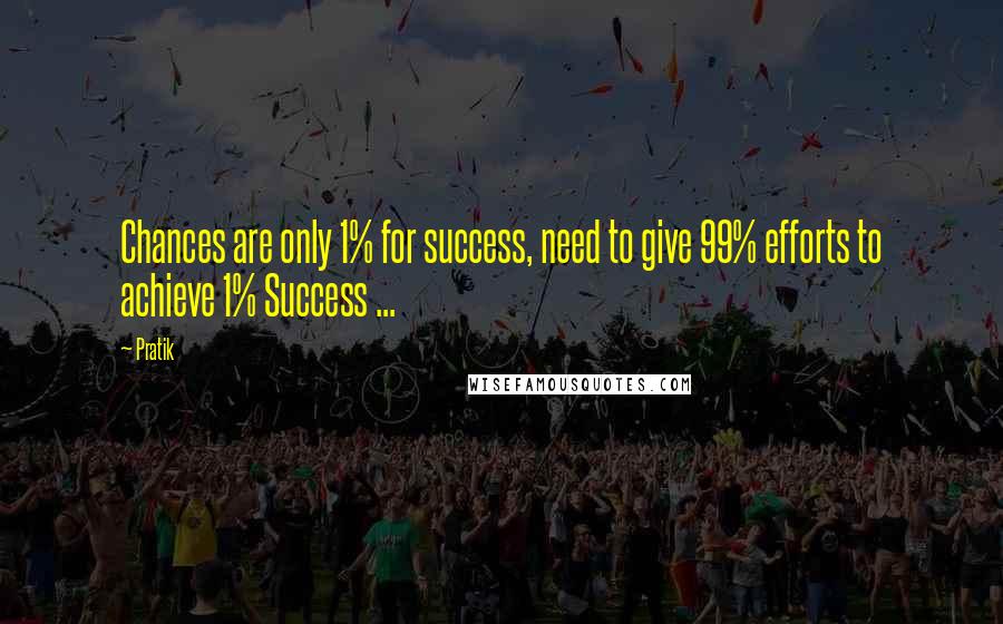 Pratik Quotes: Chances are only 1% for success, need to give 99% efforts to achieve 1% Success ...
