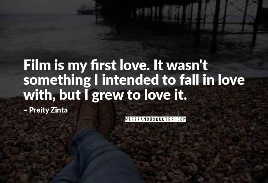Preity Zinta Quotes: Film is my first love. It wasn't something I intended to fall in love with, but I grew to love it.