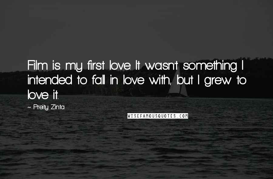 Preity Zinta Quotes: Film is my first love. It wasn't something I intended to fall in love with, but I grew to love it.