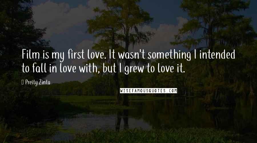Preity Zinta Quotes: Film is my first love. It wasn't something I intended to fall in love with, but I grew to love it.