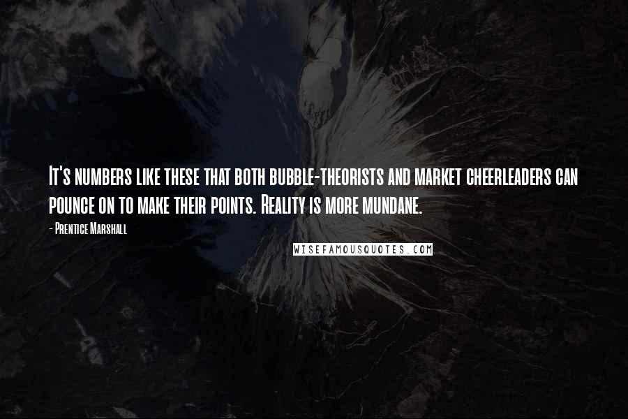 Prentice Marshall Quotes: It's numbers like these that both bubble-theorists and market cheerleaders can pounce on to make their points. Reality is more mundane.