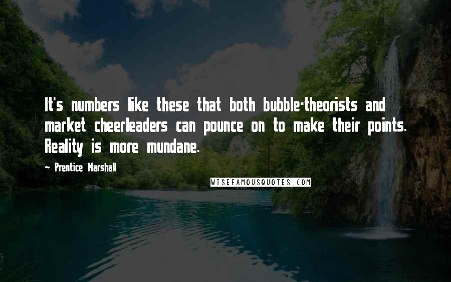 Prentice Marshall Quotes: It's numbers like these that both bubble-theorists and market cheerleaders can pounce on to make their points. Reality is more mundane.