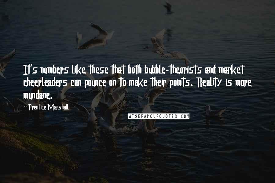 Prentice Marshall Quotes: It's numbers like these that both bubble-theorists and market cheerleaders can pounce on to make their points. Reality is more mundane.