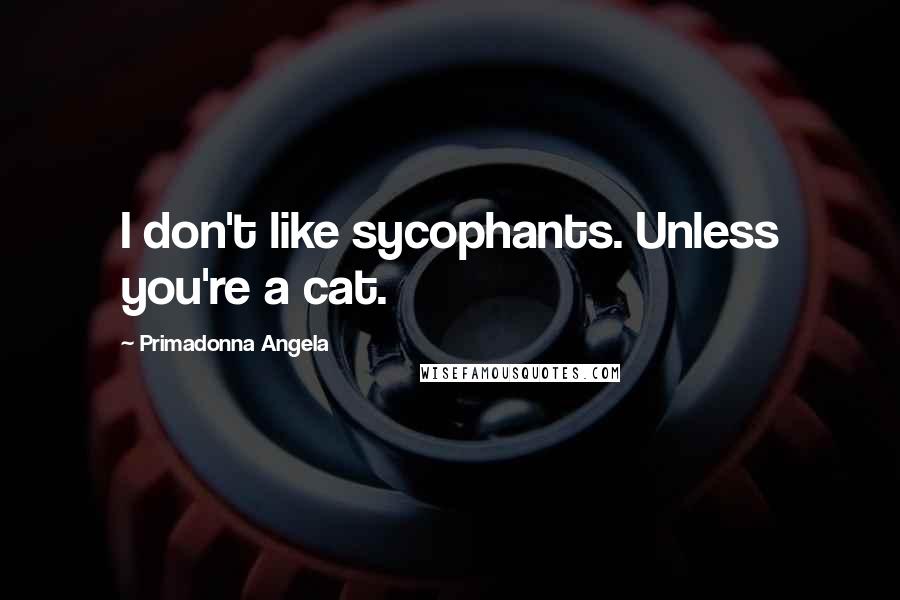 Primadonna Angela Quotes: I don't like sycophants. Unless you're a cat.