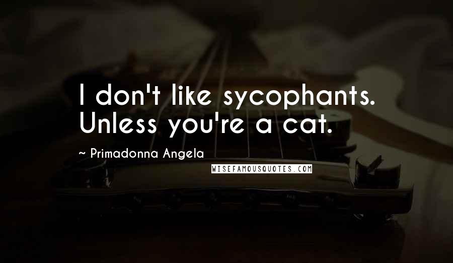 Primadonna Angela Quotes: I don't like sycophants. Unless you're a cat.