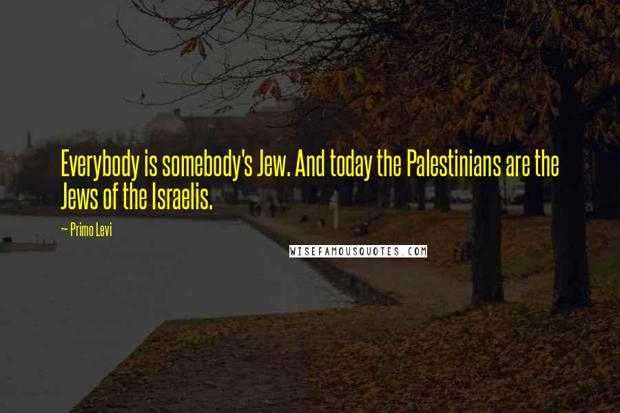 Primo Levi Quotes: Everybody is somebody's Jew. And today the Palestinians are the Jews of the Israelis.