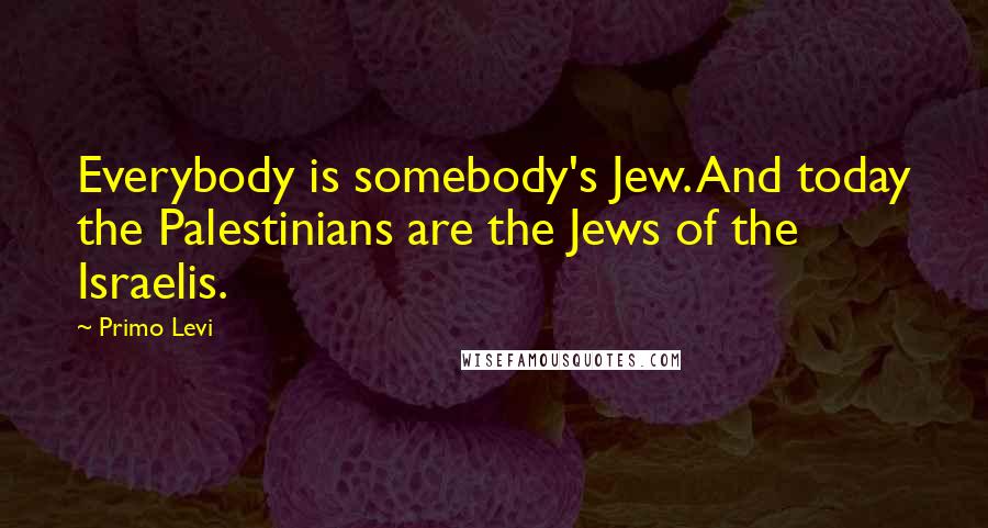 Primo Levi Quotes: Everybody is somebody's Jew. And today the Palestinians are the Jews of the Israelis.