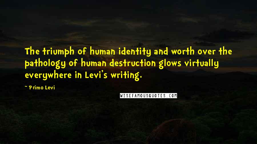 Primo Levi Quotes: The triumph of human identity and worth over the pathology of human destruction glows virtually everywhere in Levi's writing.