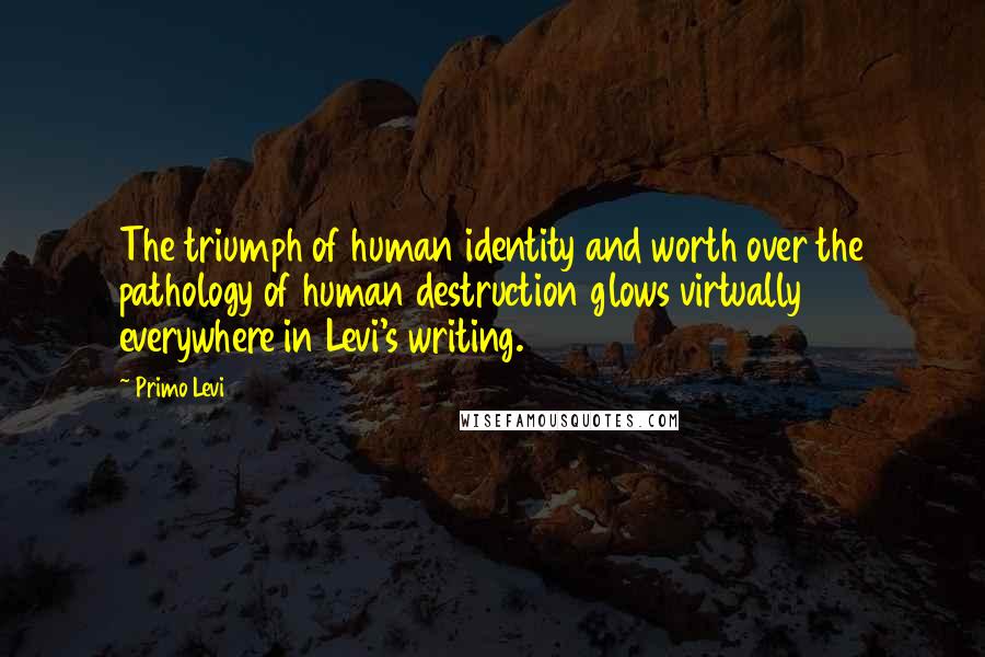 Primo Levi Quotes: The triumph of human identity and worth over the pathology of human destruction glows virtually everywhere in Levi's writing.