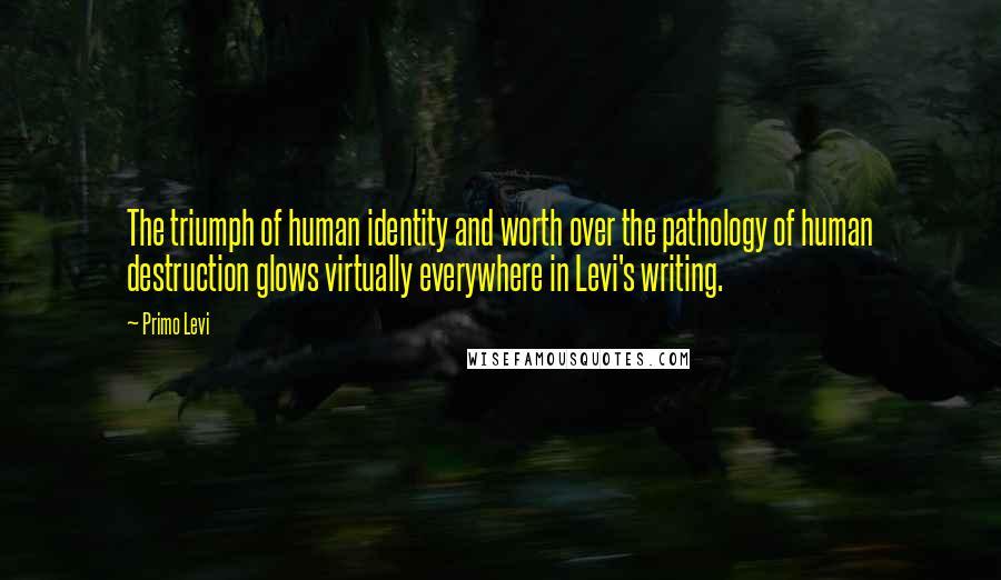 Primo Levi Quotes: The triumph of human identity and worth over the pathology of human destruction glows virtually everywhere in Levi's writing.