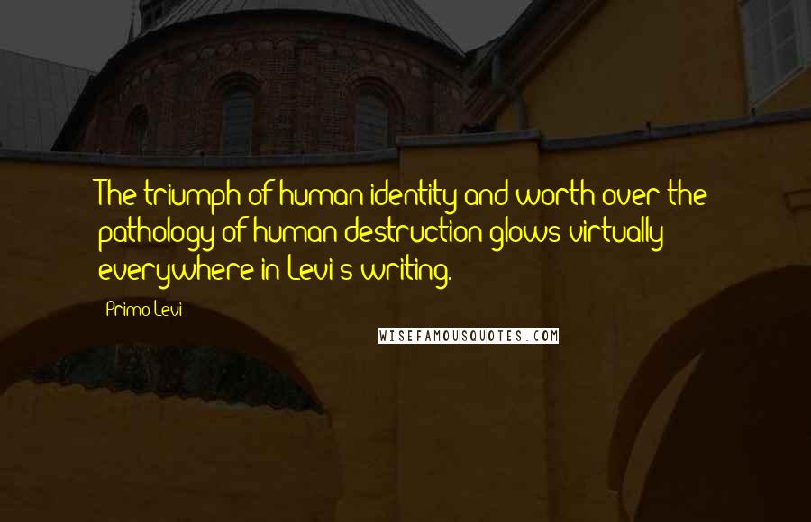 Primo Levi Quotes: The triumph of human identity and worth over the pathology of human destruction glows virtually everywhere in Levi's writing.