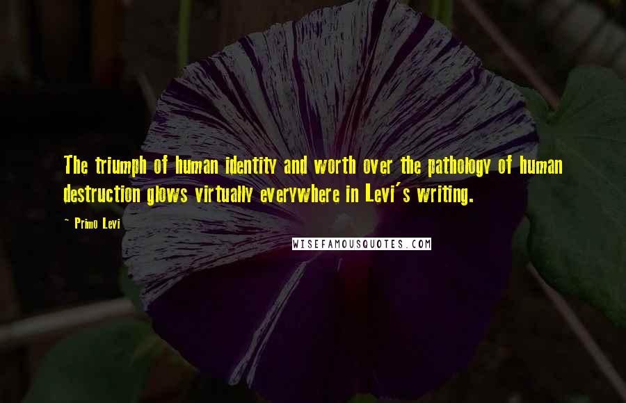 Primo Levi Quotes: The triumph of human identity and worth over the pathology of human destruction glows virtually everywhere in Levi's writing.