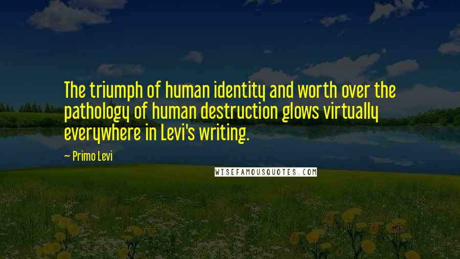 Primo Levi Quotes: The triumph of human identity and worth over the pathology of human destruction glows virtually everywhere in Levi's writing.